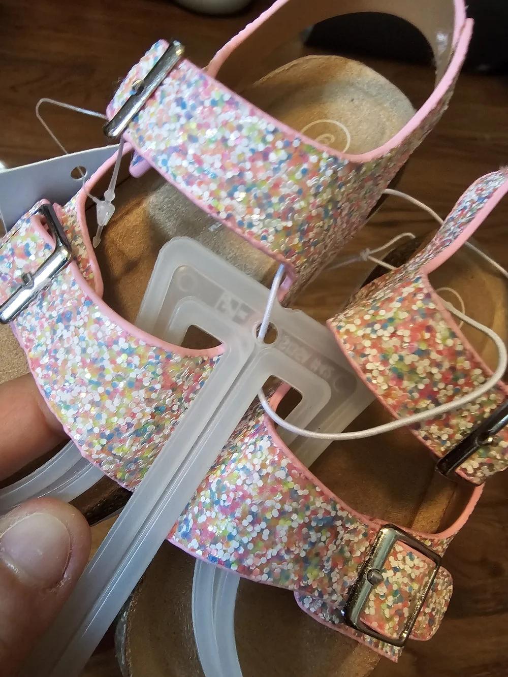 Cat & Jack Pink Sparkle Double-Buckle Sandals